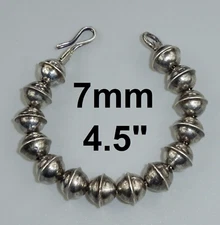 4.5" SQUASH BLOSSOM NECKLACE Extender NAVAJO Bench Bead 7MM Sterling Vintage Ox.