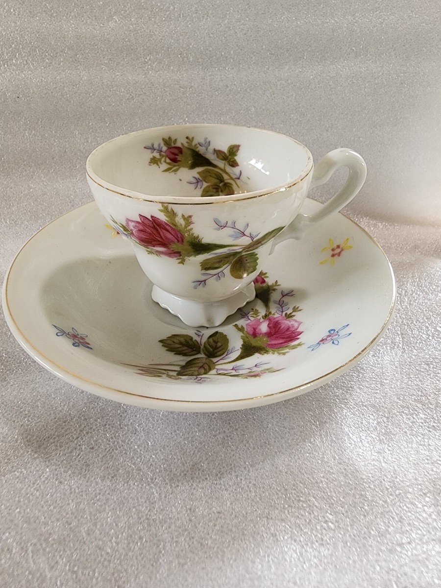 Vintage From Japan Mini Teacup And Saucer Red Roses | eBay