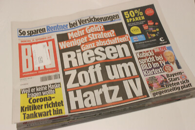 BILDzeitung 21.09.2021 September Corona  Hartz 4  Bayern München 
