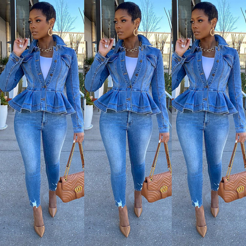 ruffled denim jacket