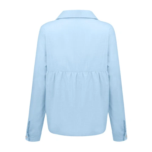 Blusa Prendas para el torso informal elegante de lino de algodón de manga larga para mujer - Imagen 18 de 38