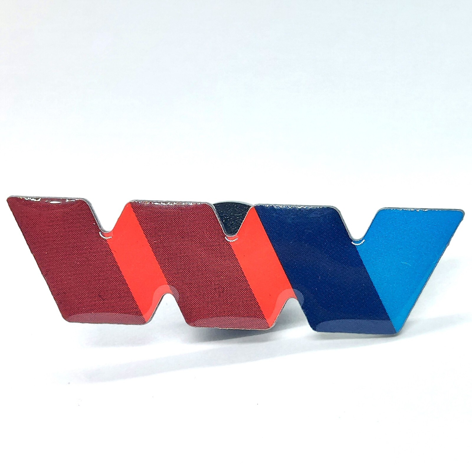 WW Red Blue Striped Lapel Pin Retro Minimalist Industrial Design