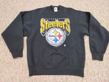 Vintage Pittsburgh Steelers Sweatshirt Mens Large Black Pro Player Football NFL