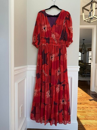 Nuevo Maxi Vestido Anthropologie Floral Amapola Talla 1X - Imagen 7 de 8