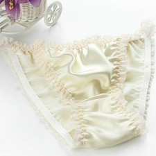 Lady Natural Silk Knickers Briefs Panties Underwears Underpants Lace Trims Soft