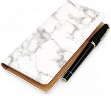 Checkbook Cover for Men  Women RFID Leather Check Book Holder Wallet White Marb