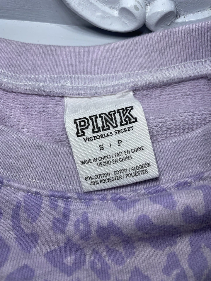 Victoria’s Secret ROSA Púrpura Estampado Leopardo Cuello Redondo Talla S Foto 3 de 4