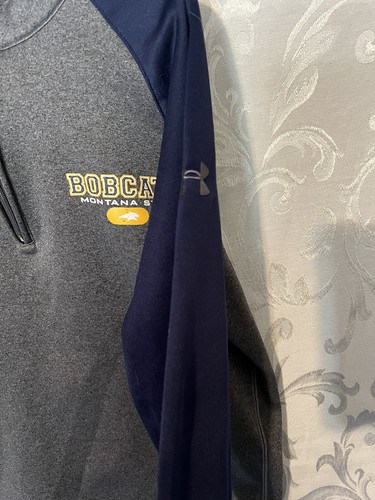Youth Small under armour pullover Jacket montana bobcats 1/4 Zip Gray Blue H43 - Picture 3 of 5