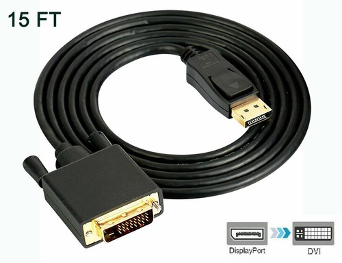 Display Port DP to DVI-D 24+1 Dual Video Cable 1080P Adapter Gold Plated PC 15FT - Picture 7 of 12