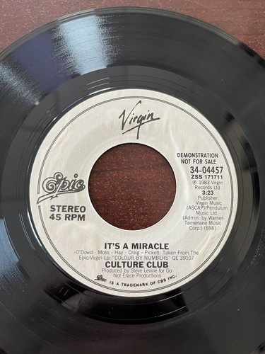 Culture Club - "It's A Miracle" Promo 45 VG+ Tested & Picture Sleeve 1983 RARE - Picture 5 of 13
