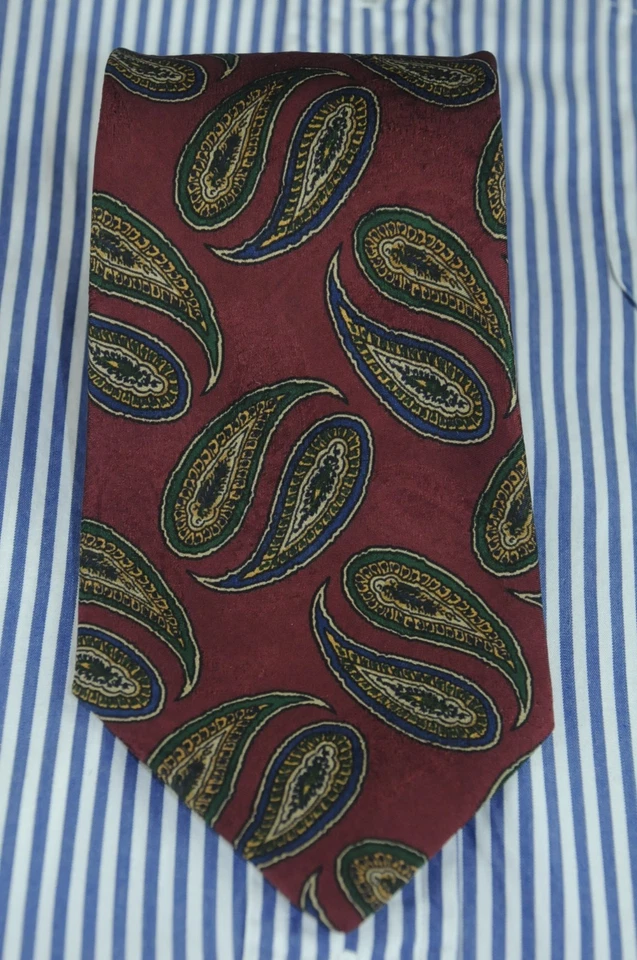 Mark Shale мужской приглушенный бордовый зеленый и синий шелковый галстук с узором пейсли 58 x 3,5 дюйма - Изображение 2 из 4