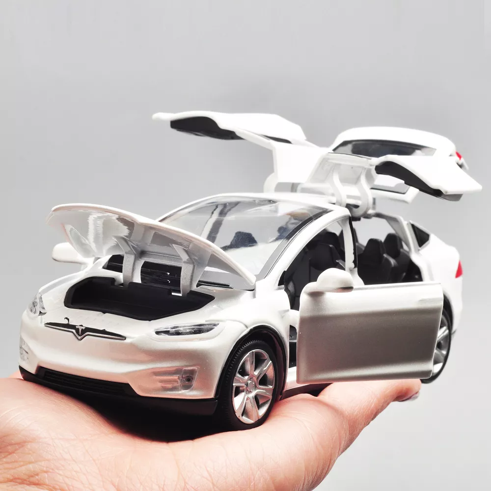 1:32 Tesla Model X 90D SUV Diecast Model Car Toy Sound&Light Collection  White