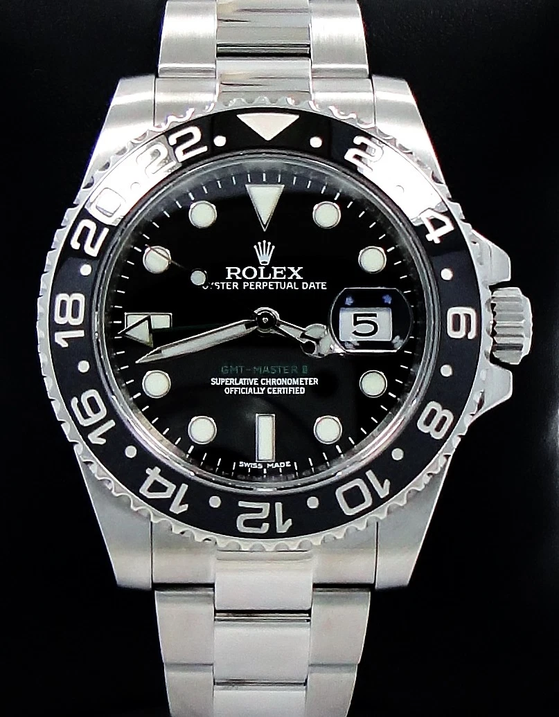 Rolex GMT-MASTER II 116710 oyster Steel Black Ceramic Bezel Watch MINT CONDITION