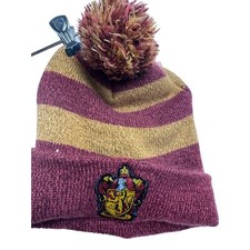 Harry Potter Hogwarts Houses Gold and Maroon Knit Pom Beanie