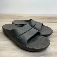 OOFOS OOahh Slide Recovery Sandals Black Mens Size 9 Womens Sz 11 EU 42