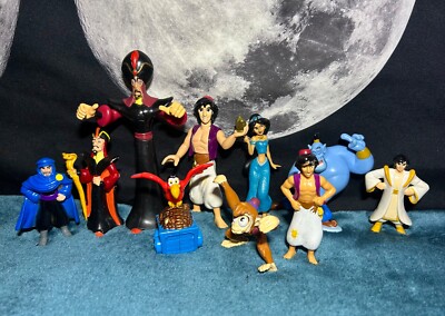 Vintage Disney Aladdin Figures Genie Iago Abu Jasmine Cassim Jafar Bullyland Toy