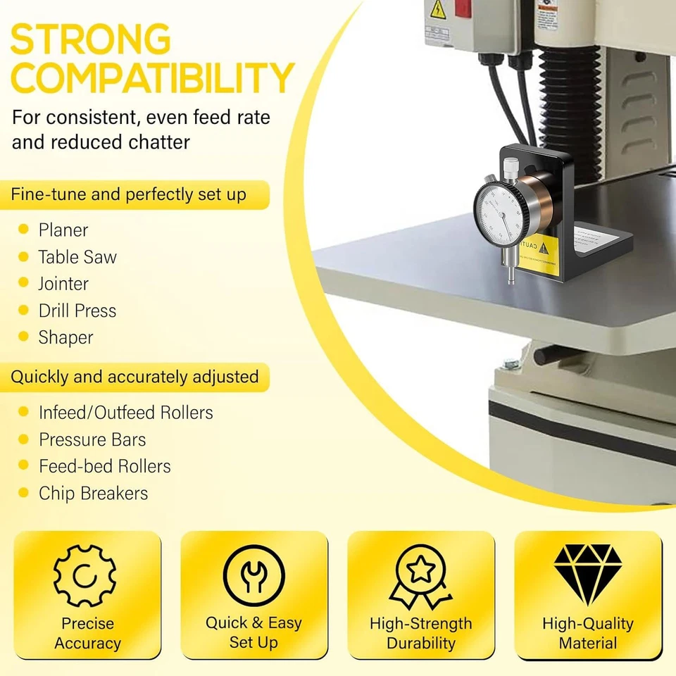 W1218A para cepilladoras indicador de dial gira 360° duradero potente base magnética Foto 4 de 4