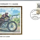 1982 Isle of Man Jimmie Simpson 75th Motorcycle Races Silk FDC Cover Stamp 7N