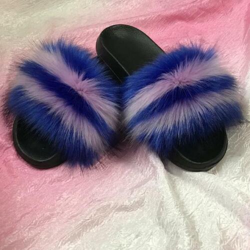 Faux Fur Slides Fuzzy Fluffy Slippers Flat Soft Sandals Open Toe - US Seller - Picture 25 of 32