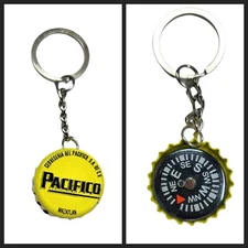 Pacifico Mazatlan Compass Bottle Cap Keychain Mexican Cervaza Beer Keyring
