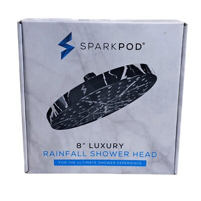 #ad #ad Sparkpod Luxury 8quot; Round Shower Head Black Marbel High Pressure Rain Easy Clean $5.97