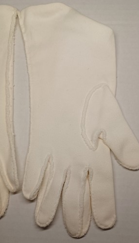 Vintage Beaded White Wedding Gloves 1950'S-1960'S Made In Hong Kong Double Woven - Picture 15 of 17