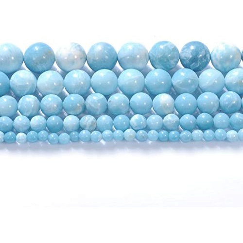 Cuentas sueltas redondas lisas de piedras preciosas naturales Larimar de 4-12 mm para hacer joyas hágalo usted mismo - Imagen 3 de 14