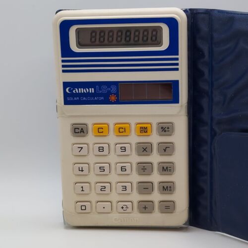 Canon LS-3 Solar Vintage Taschenrechner Etui elektronisch Handgerät getestet funktioniert - Bild 2 von 8