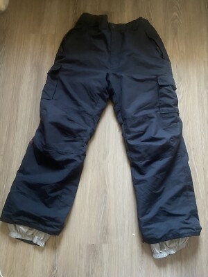 E408 Mens Snowboarding Ski Pants Black Insulated Size XL Cargo
