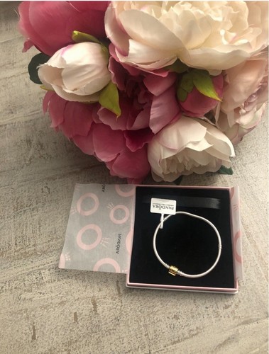 Brand New PANDORA Gold -Silver Snake Chain Charm Bracelet 7,5 In . - Picture 2 of 4