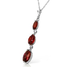 14K. SOLID GOLD NECKLACE WITH NATURAL GARNETS White Gold 