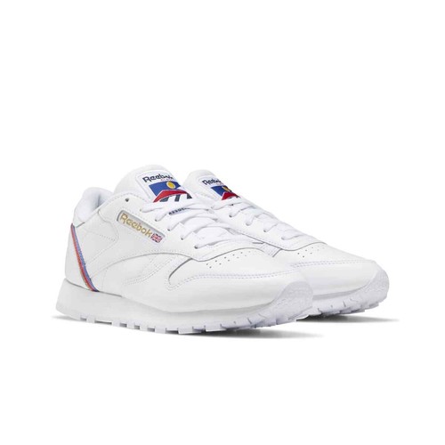 REEBOK EG5975 CL LTHR WMN'S (Medium) White/Red/Blue Leather Lifestyle Shoes - Picture 3 of 6