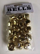 Primitive 18pc Gold Finish Jingle Bells 25mm 1in Christmas Art Craft Supplies