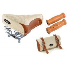 KIT Sella + Borsello + Manopole MONTEGRAPPA Bici Graziella - R Crema / Miele