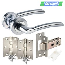 Contemporary Door Handle Pack with Duo Chrome Internal Door Handles on Rose