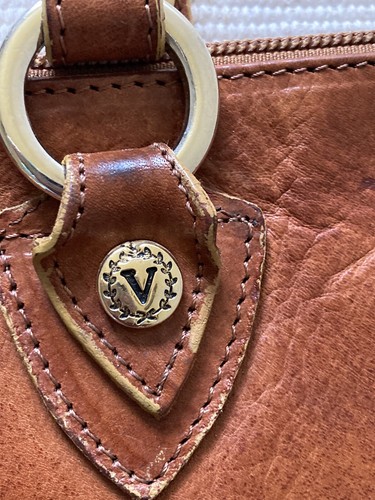 Valentina Italian Leather British Tan Satchel Handbag Double Handles - Picture 4 of 12