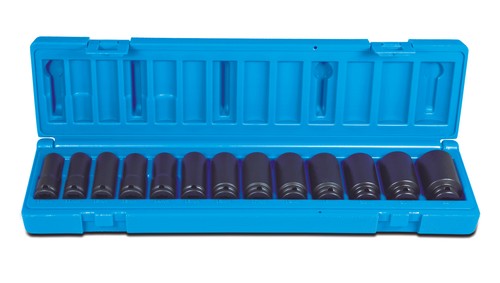 Action 13pc 3/8" Dr 6-pt Metric Deep Magnetic Impact Socket Set Steel 6051R1301
