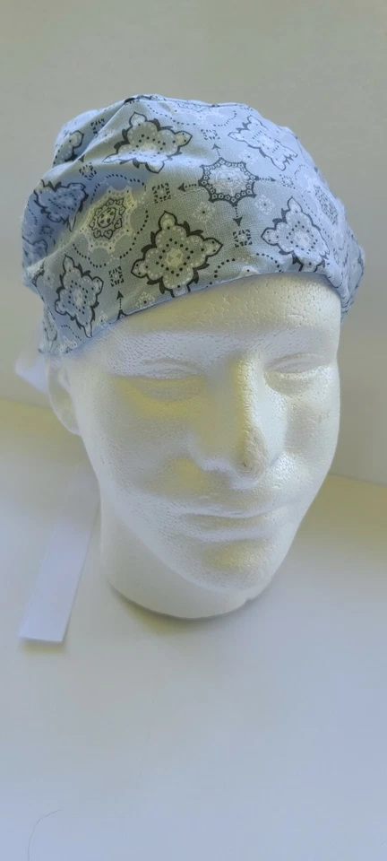Gray Bandana Bouffant Style Scrub Cap - Image 3 of 3