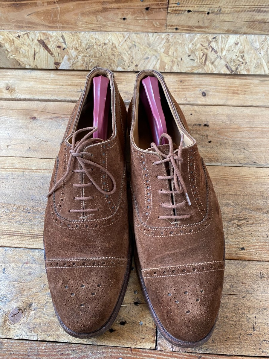 Crockett and jones Westminister brown suede Oxford leather shoes