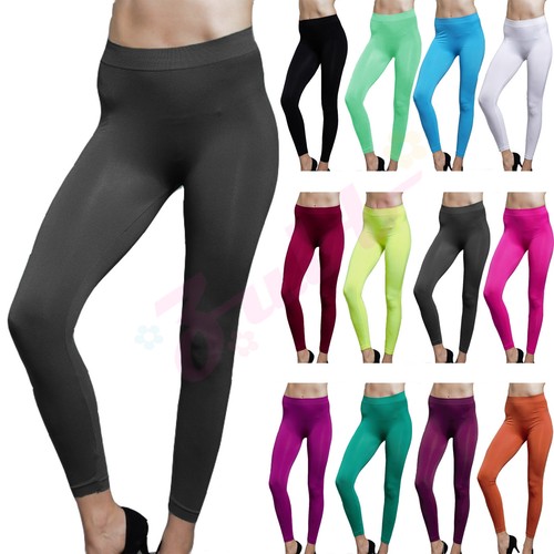 Solide durchgehende nahtlose Stretch Strümpfe ohne Fuß lange Legging Hose XS-L - Bild 1 von 21