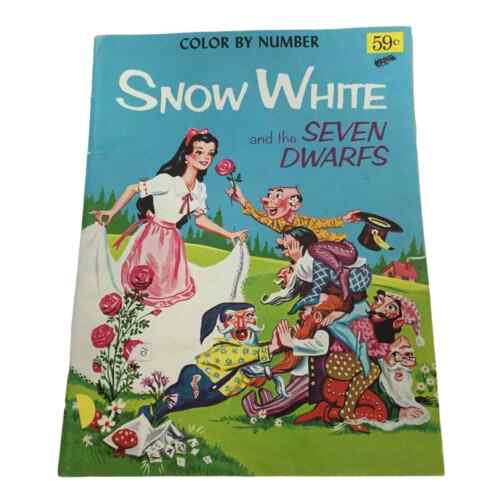 Snow White & the Seven Dwarfs Coloring Book/ Color by Number Clover 1960's - Picture 1 of 6