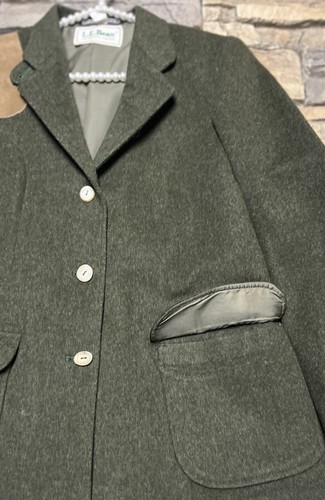 LL Bean Womens Vtg Wool Alpaca Blazer Jacket Loden Austria England Sz 6/8 Green - Picture 3 of 12