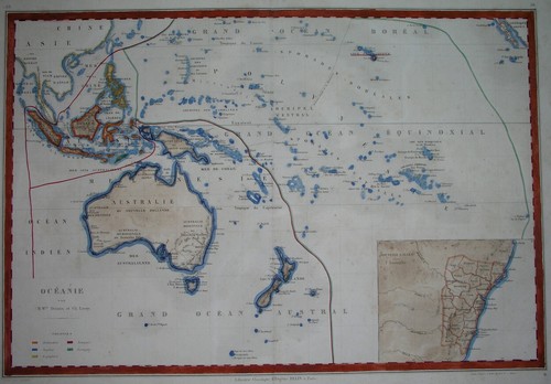 1874 XL RARE ORIGINAL MAP AUSTRALIA OCEANIA PAPUA NEW ZEALAND HAWAII GUAM SYDNEY - Picture 1 of 10