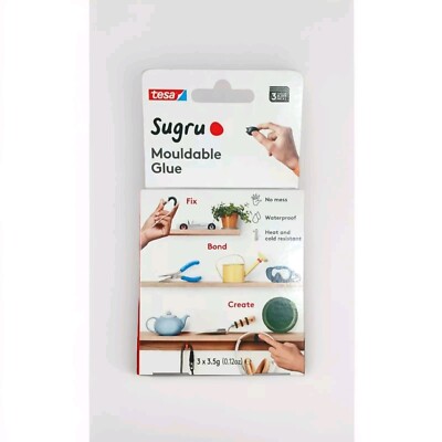 Tesa Sugru Mouldable Glue All Purpose New Sealed 3 x 3.5g Black Moldable