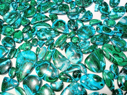 Lote al por mayor de crisocola de malaquita natural cabujón piedras preciosas sueltas sin tratar - Imagen 2 de 5
