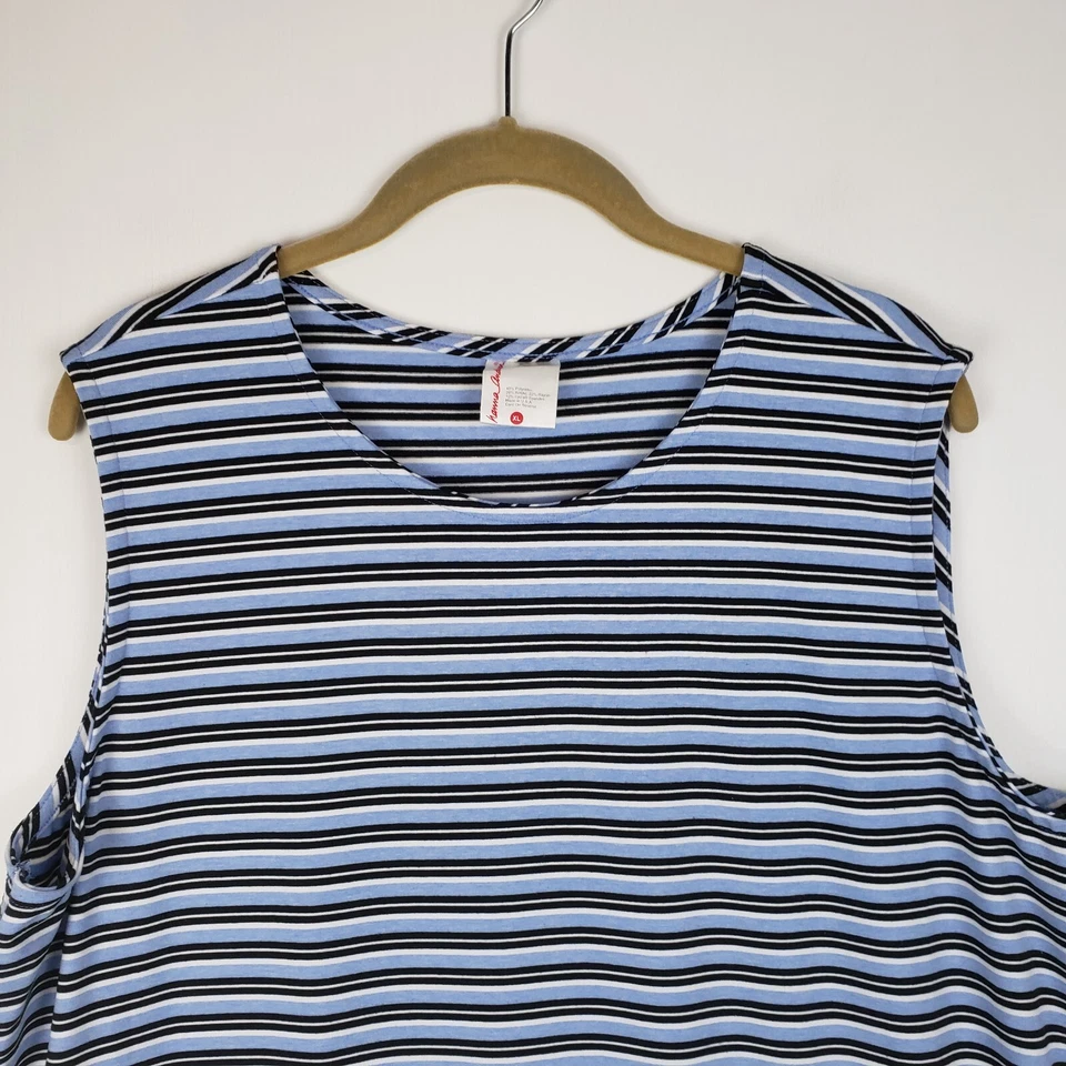 Vestido recto Hanna Andersson sin mangas azul a rayas tejido sin mangas para mujer talla XL  Foto 3 de 4