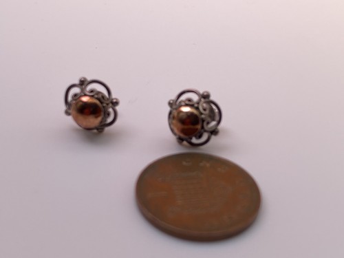 Vintage Sterling Silver 925 Earrings Studs 1.70g Gilt - Picture 5 of 7