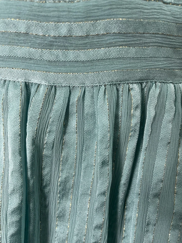 Vestido Calypso St Barth Azul Turquesa Seda Envolvente S Halter Forrado Texturizado Foto 4 de 4