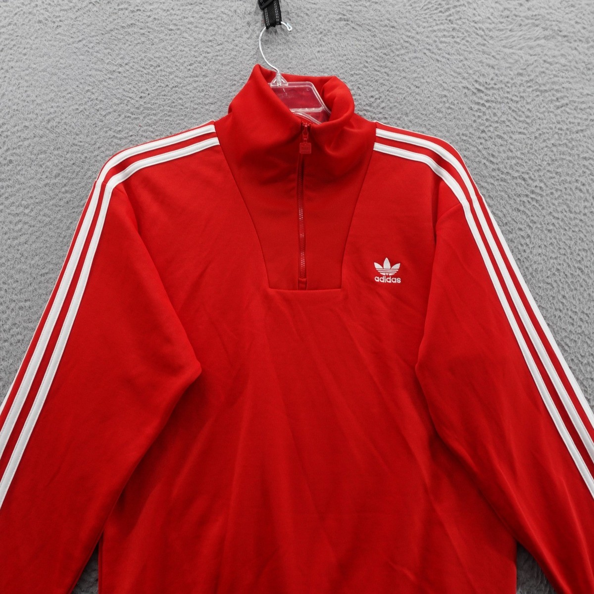 Adidas Originals Mock Neck Track Jacket Small Red Men 3Stripe Zip