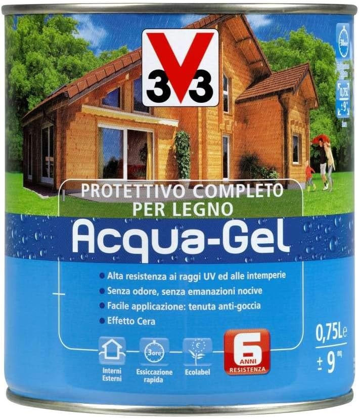 V33 impregnante protettivo completo per legno acqua gel mogano 750 ml